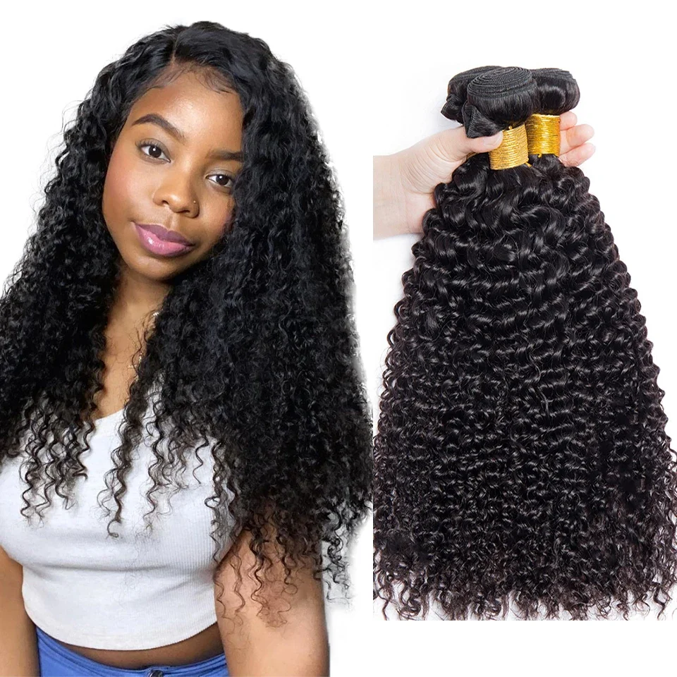 Braziliaanse Kinky Krullend Golf Haar Bundels 1/3 Stuks Echt Menselijk Haar Bundels 10A 12-32 Inch Remy Human hair Extensions Voor Vrouwen - afbeelding 2