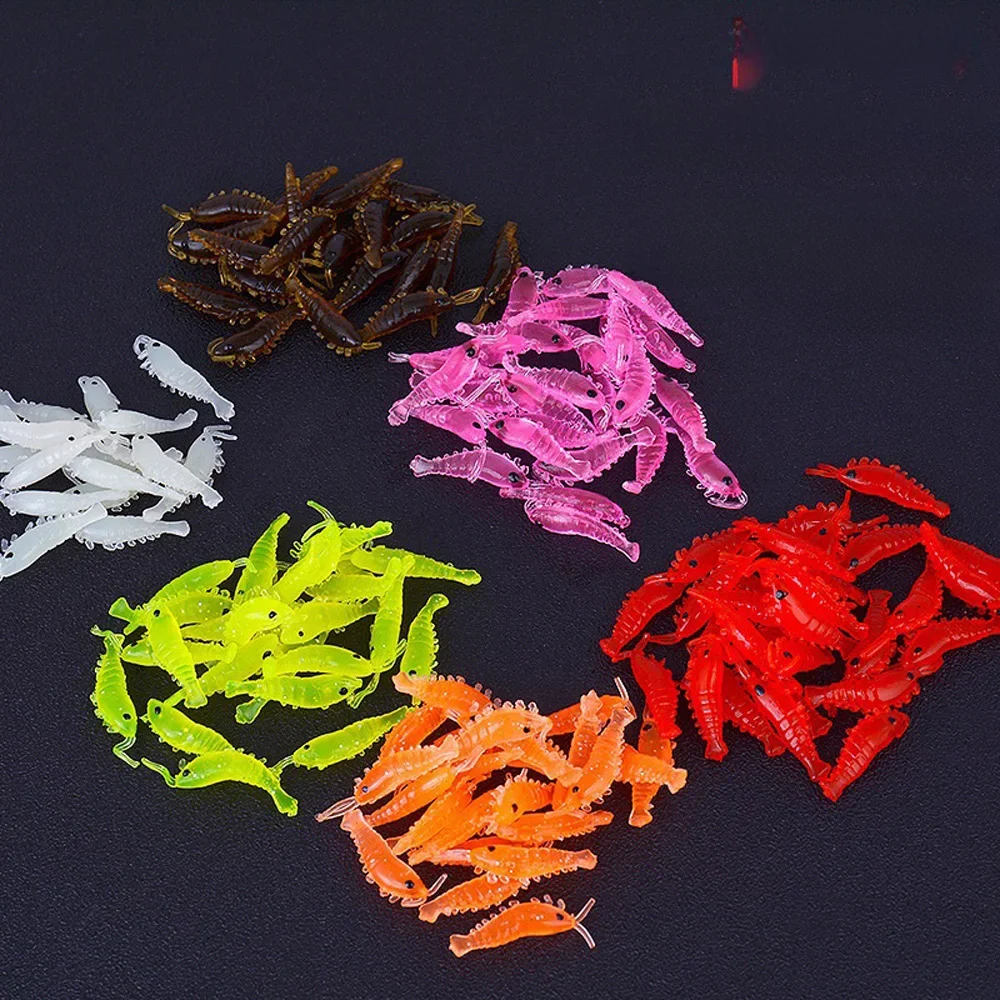 10-50 sztuk/partia przynęta na krewetki miękkie silikonowe przynęty wędkarskie 2.8cm/0.3g Luminous Glow słodkowodny robak nowy wzór Pesca sprzęt wędkarski — zdjęcie 2