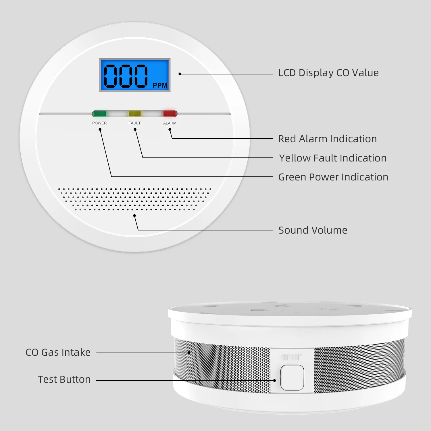 CPVAN CO Detector With Digital Display Carbon Monoxide Alarm 85dB Siren Sound High Sensitive Independent CO Sensor CE EN 50291