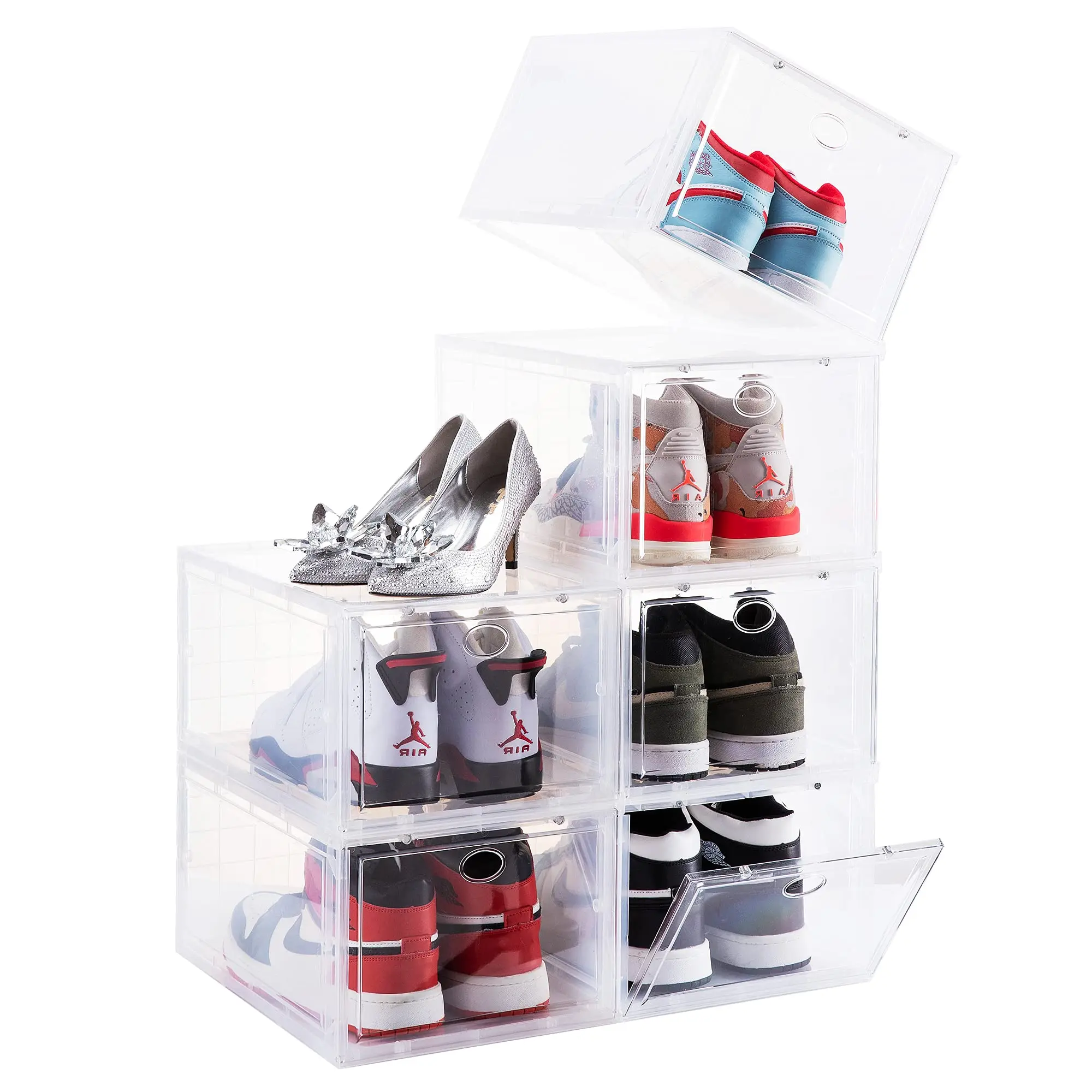 

Drop Front Shoe Box,Stackable Plastic Shoe Box with Clear Door, As Shoe Storage Box and Clear Shoe Box,For Display Sneakers