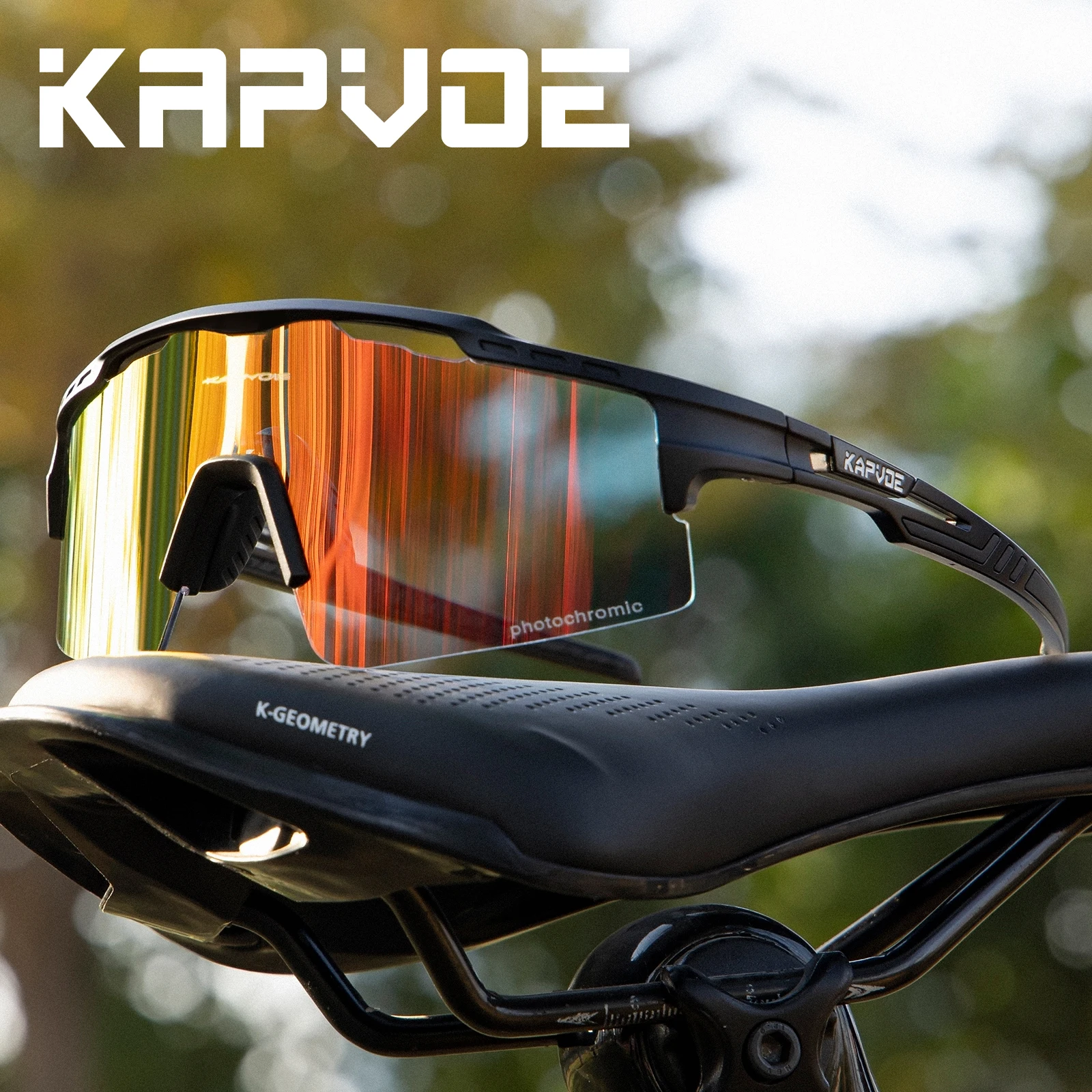 Kapvoe Purple Photochromic Cycling Glasses Sport Men's Sunglasses Bike Bicycle Eyewear Woman Outdoor UV400 Bike Goggles