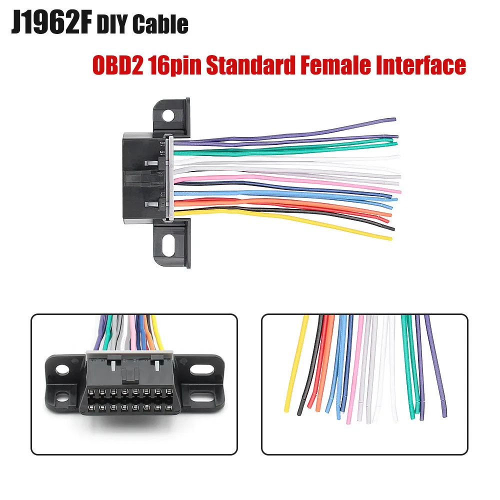 

10cm DIY 16pin J1962 OBD2 Female Connector Universal Car OBD 2 Plug Extension Cable 16 Pin Obd2 Automotive Diagnostic Interface