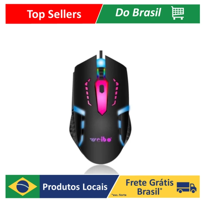 Mouse Com Fio Gamer USB Weibo M-39 Led RGB DPI-1600-2400-3200