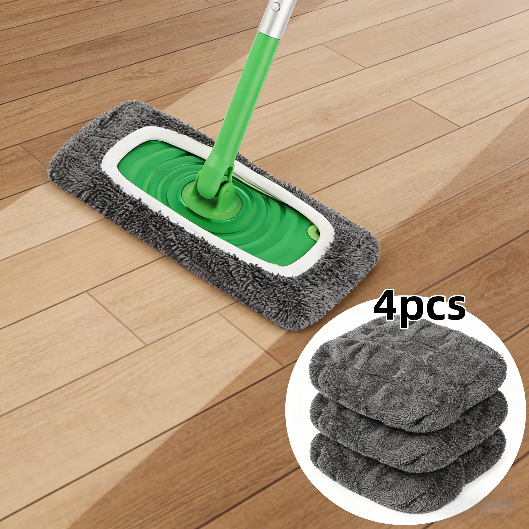 

4 шт. серые стержни для швабры из микрофибры: прочная резинка, идеально подходят для чистки паркетных полов и плиток