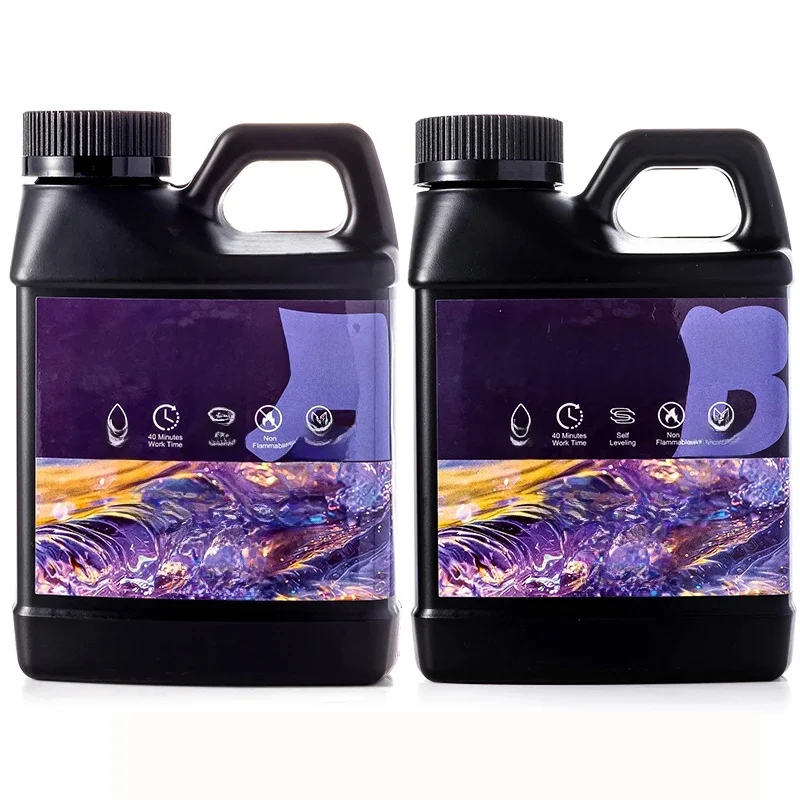 500/1000ml 1:1 Krystalicznie przezroczysta żywica epoksydowa AB Wysoka klarowność Szybkoschnący klej żywiczny do powlekania i odlewania Rzemiosło DIY Tworzenie biżuterii — zdjęcie 2