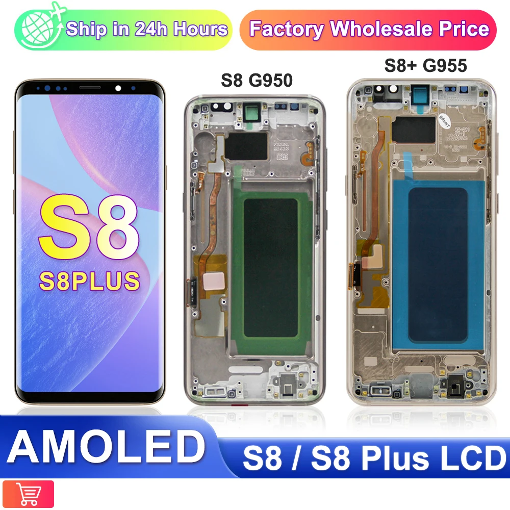 

100% TESTED OLED For Samsung Galaxy S8 Plus G955F G955FD LCD Display Touch Screen Assembly For Samsung S8 G950FD Display +Frame