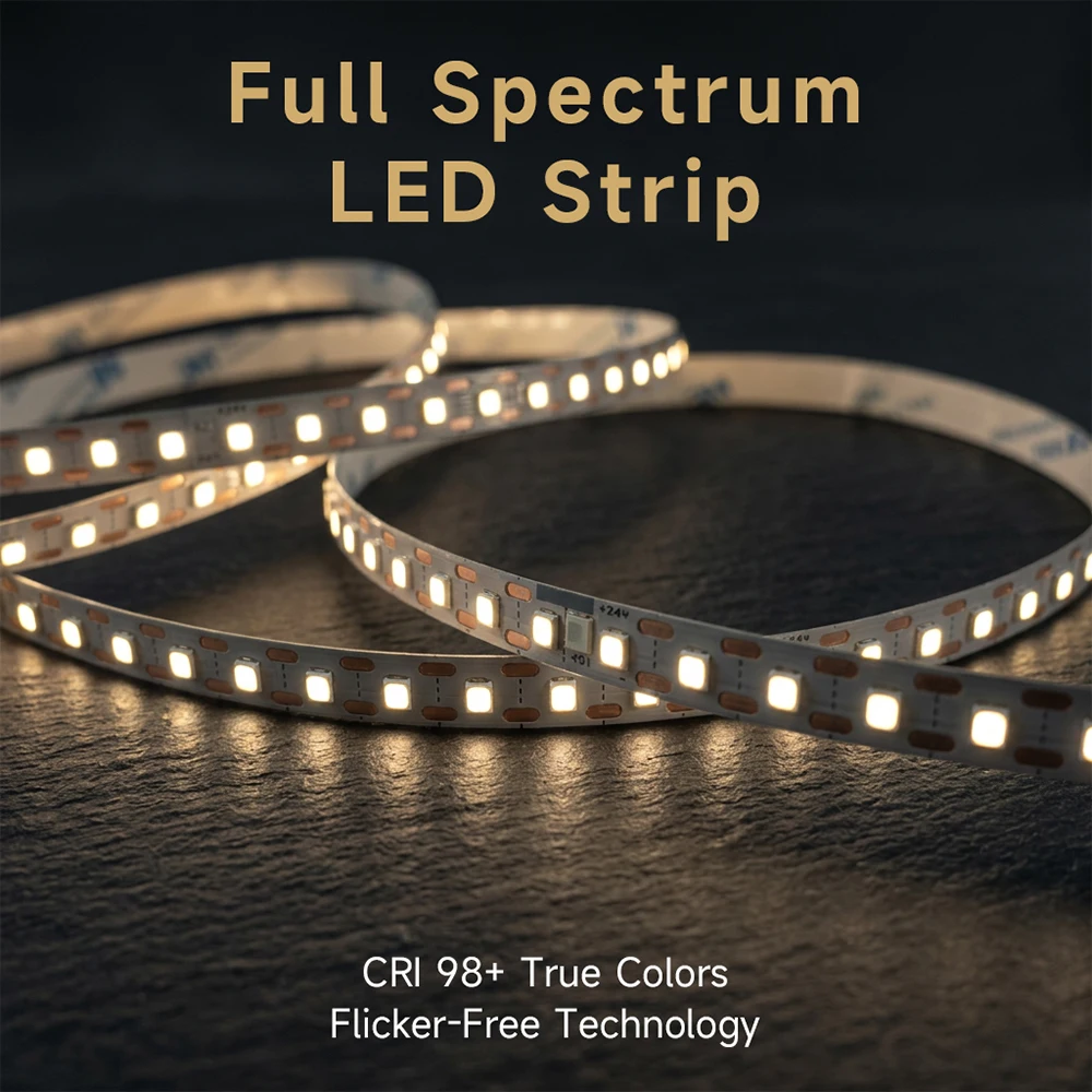 

Светодиодная лента 24В полного спектра, высокий CRI 98+, без мерцания, 240 светодиодов/м, 10 мм, гибкая лента для шкафов и витрин