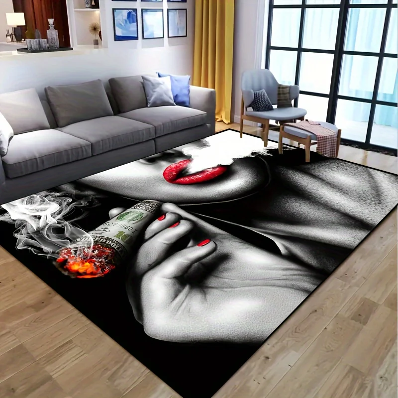 Beauty Smokes Non-Slip Area Mat Unique Lip Art Design Floor Mat Entryway Accessory Carpet Home Welcome Mat Live Room Carpet