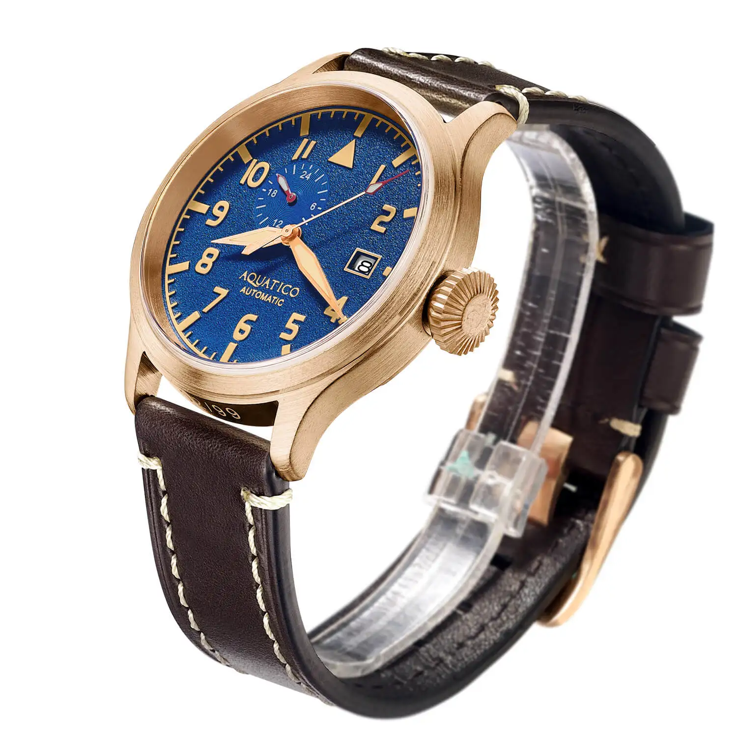 Aquatico Automatic Bronze Pilot Watch Blue Dial (Seiko NH37)