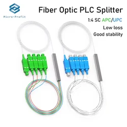 PLC Splitter 1X4 SC APC/UPC 2/10pcs Optica Fiber Spliter Single Mode 1M Mini Steel Tube Type Splitter 1:4 Optical Fast Connector
