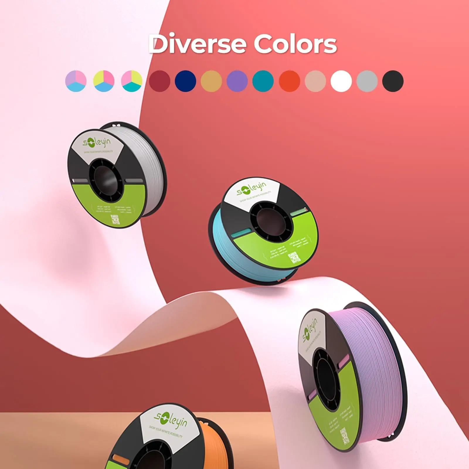 Filamento Creality Soleyin Ultra PLA para Impressora 3D 1.75mm 1KG Material Consumível para Impressão 3D Impressão de Alta Velocidade Resfriamento Rápido