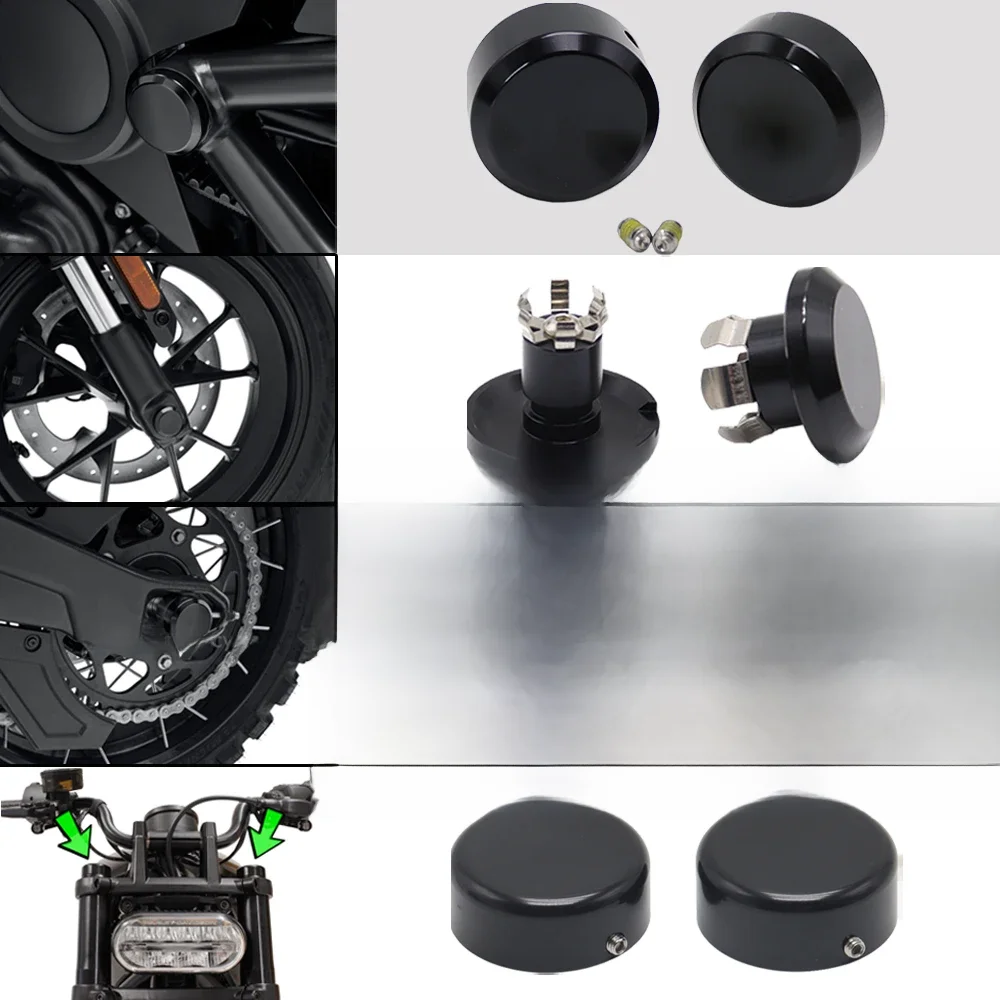 Für Sportster S 1250 RH 1250 S PAN AMERICA 1250 S PA1250 2021 2022 Vorder- und Hinterachsmutterabdeckungen Drehbolzenabdeckungen Schwarz