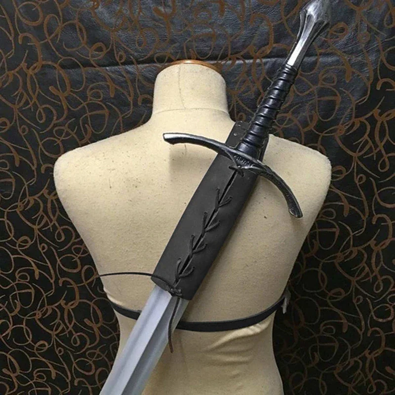 

Medieval PU Leather Sword Shoulder Back Scabbard For Adult Men Women Larp Cosplay Viking Warrior Costume