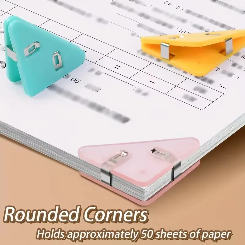 5Pcs Kawaii Triangle Corner Clips File Paper Clips File Index Photo Clamp Page Holder School Stationery Office Desk Organizer
