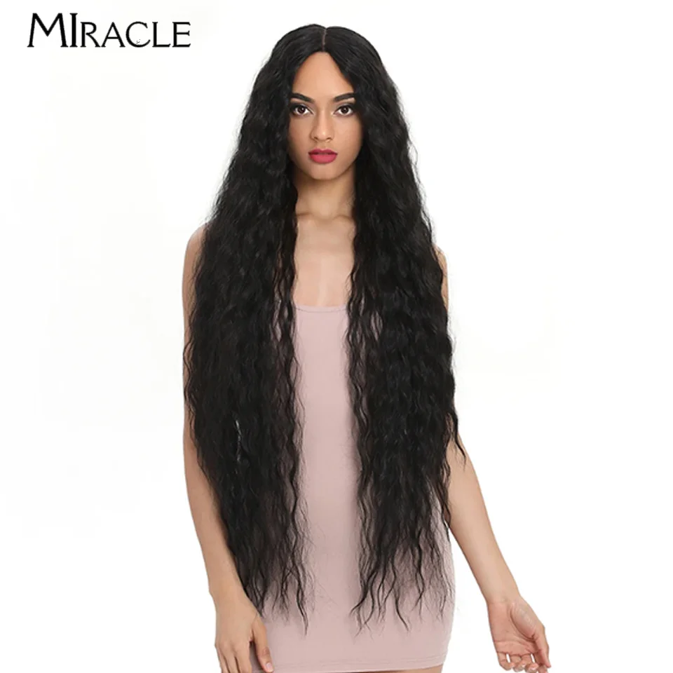 

MIRACLE Synthetic Lace Front Wig For Women 40 Inch Curly Lace Wig Cosplay Wigs Ombre Highlight Purple Red Pink Blonde Wig