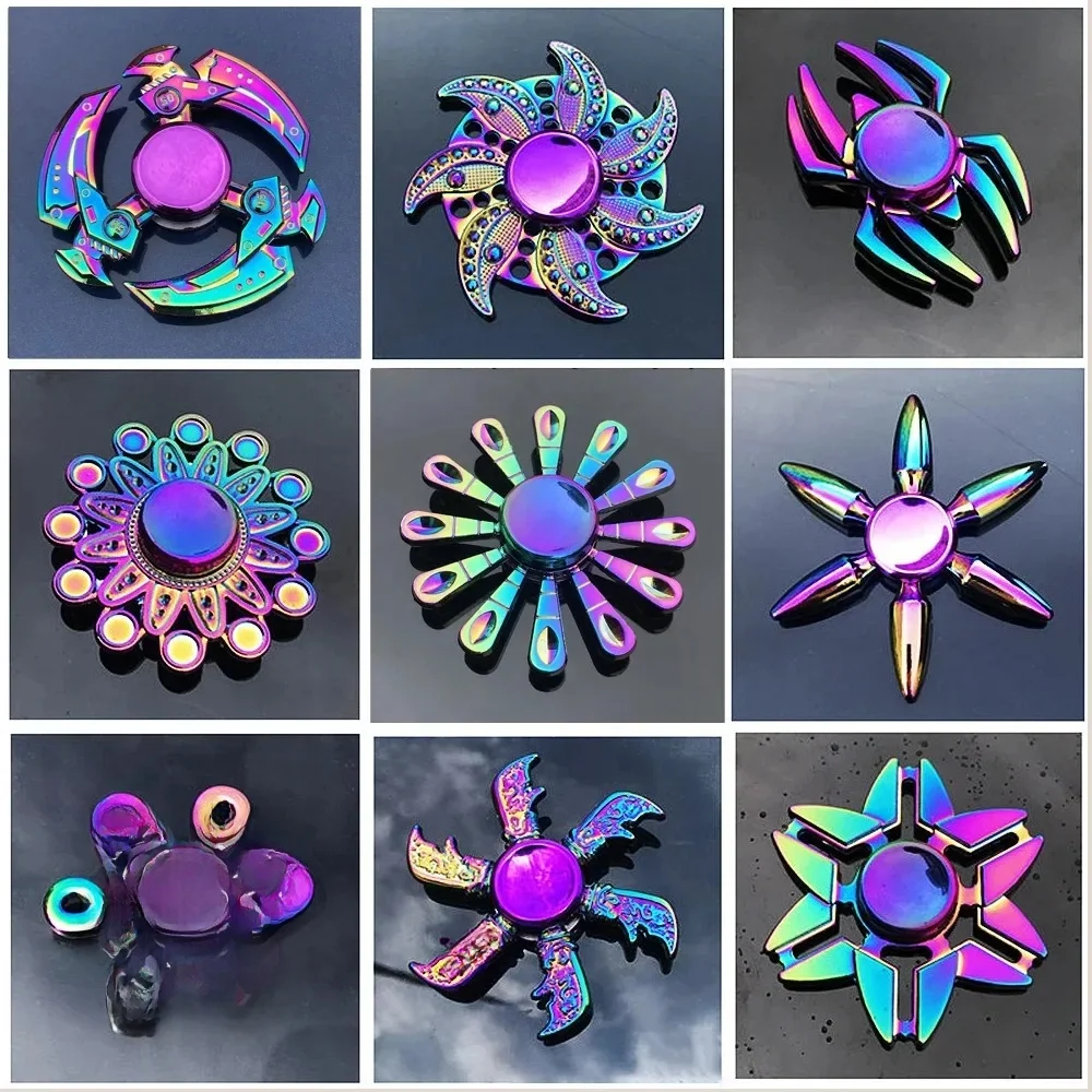 Nouveau métal arc-en-ciel Fidget Spinner dégradé de couleur R188 roulement muet EDC main Spinner doigt gyroscope Anti-anxiété enfants adultes jouets