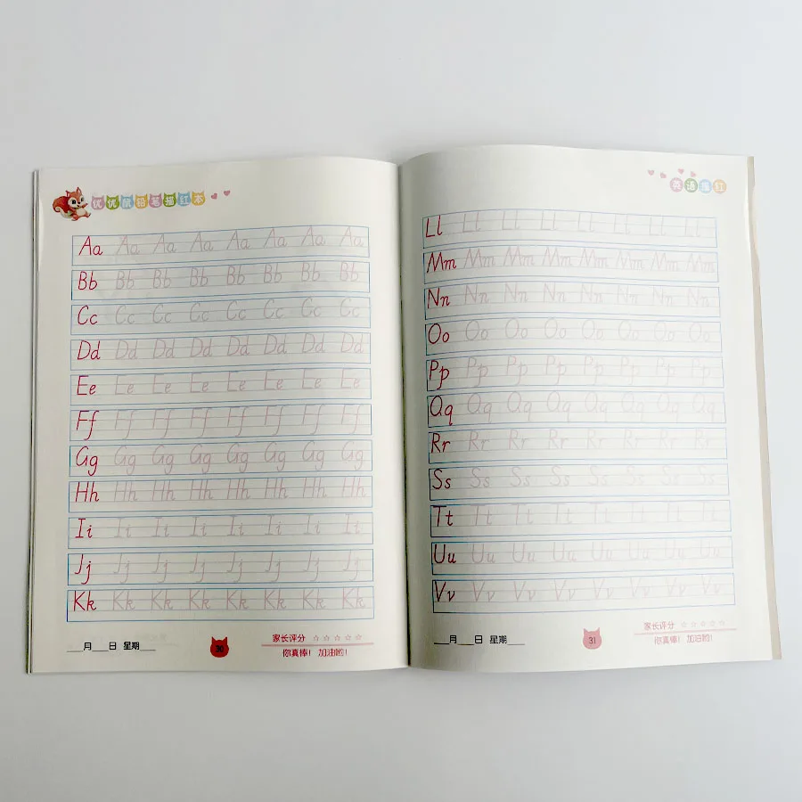 32 Pages 1 Book+Gift English Excercise Book Writing Learning English Calligraphy Practice Book English Alphabet Practice For Kid