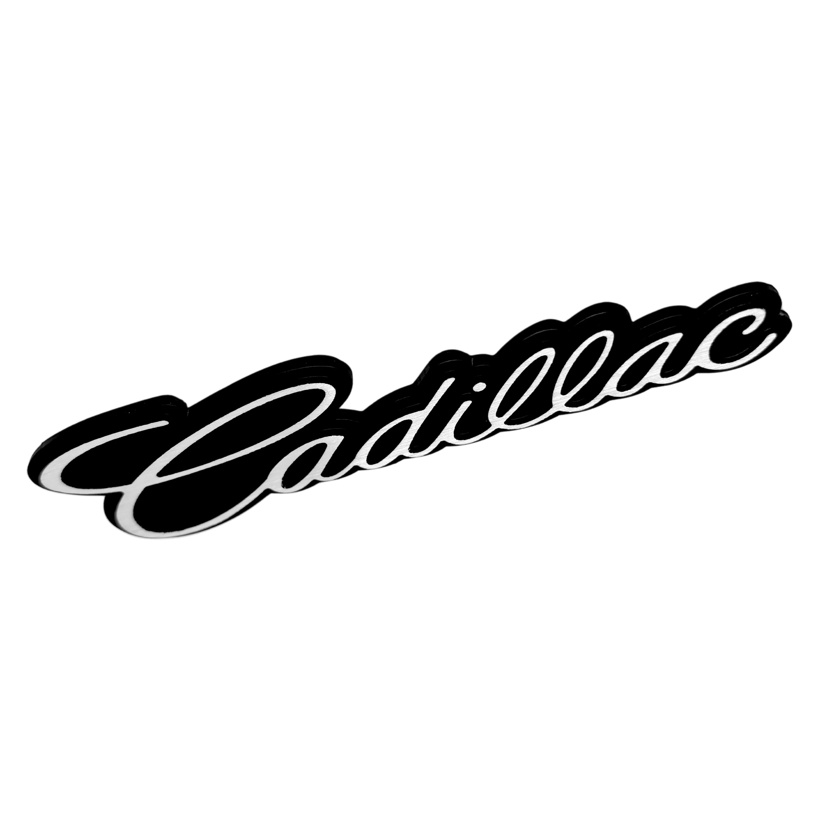 Emblema in metallo cromato e nero Cadillac – Distintivo parafango/bagagliaio (singolo)