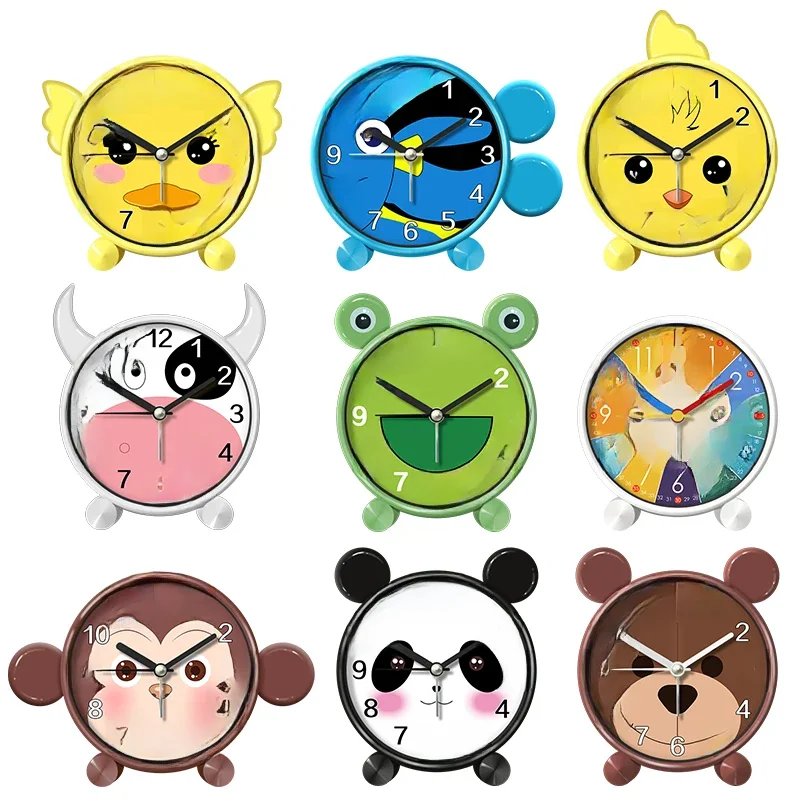 Réveil éducatif pour enfants, mignon, chambre à coucher, bureau, éducation précoce, petit Animal, rond, muet, pour garçons et filles, décoration de la maison