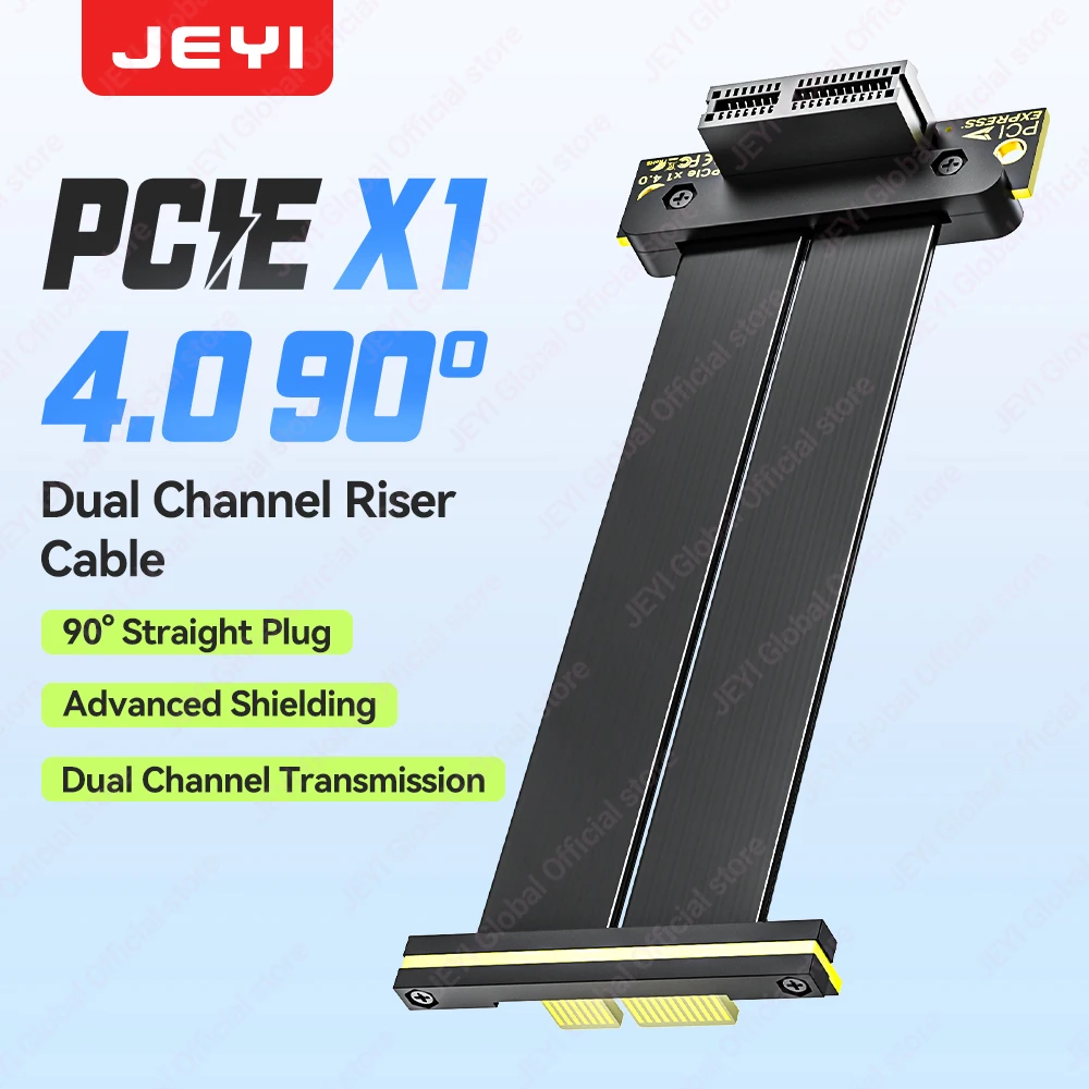 JEYI Dual Channel Riser Cable PCIe 4.0 X1 Extension Cable PCI-e Extender Adapter Support network/capture cards/PCIe USB Extender