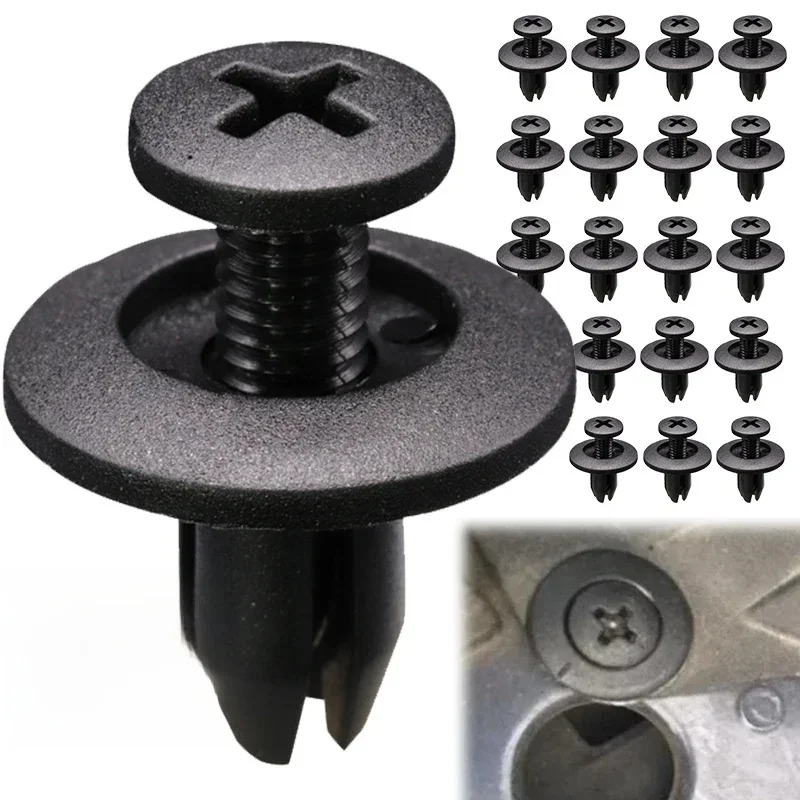 Rivets en plastique de 8mm, vis de fixation pour pare-chocs de voiture, Clips de fixation de voiture à rivets noirs pour Toyota Focus Kia Nissan Yamaha