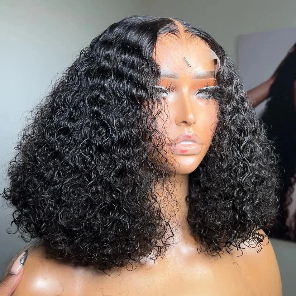 

Deep Wave Bob Wig 13x4 Lace Frontal Wig Human Hair Wig Deep Wave Bob Wigs Transparent Wigs Brazilian Remy Human Hair For Women