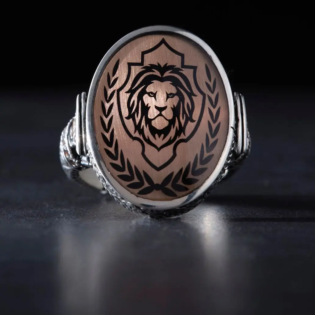 Lion Sterling Silver Men's Ring Designable Ring Citrine Stones Handmade Customizable King Jewelry