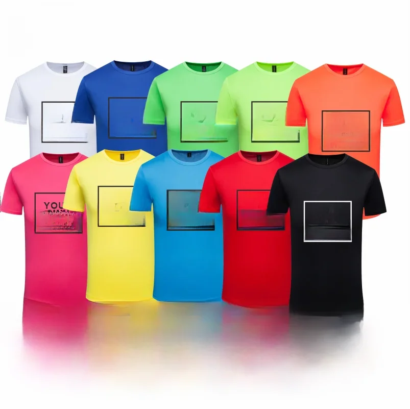 T-shirts à col rond à séchage rapide, chemise de sport, couleur unie, bon marché, manches courtes, Logo de groupe d'entreprise personnel, broderie imprimée personnalisée