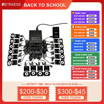 Retekess T130 무선 투어 가이드 시스템 세트 무선 오디오 투어 가이드 헤드셋 투어 그룹 가이드 교회 번역 시스템 공장견학용 해석 관광지 박물관 학교 방문 순례 여행