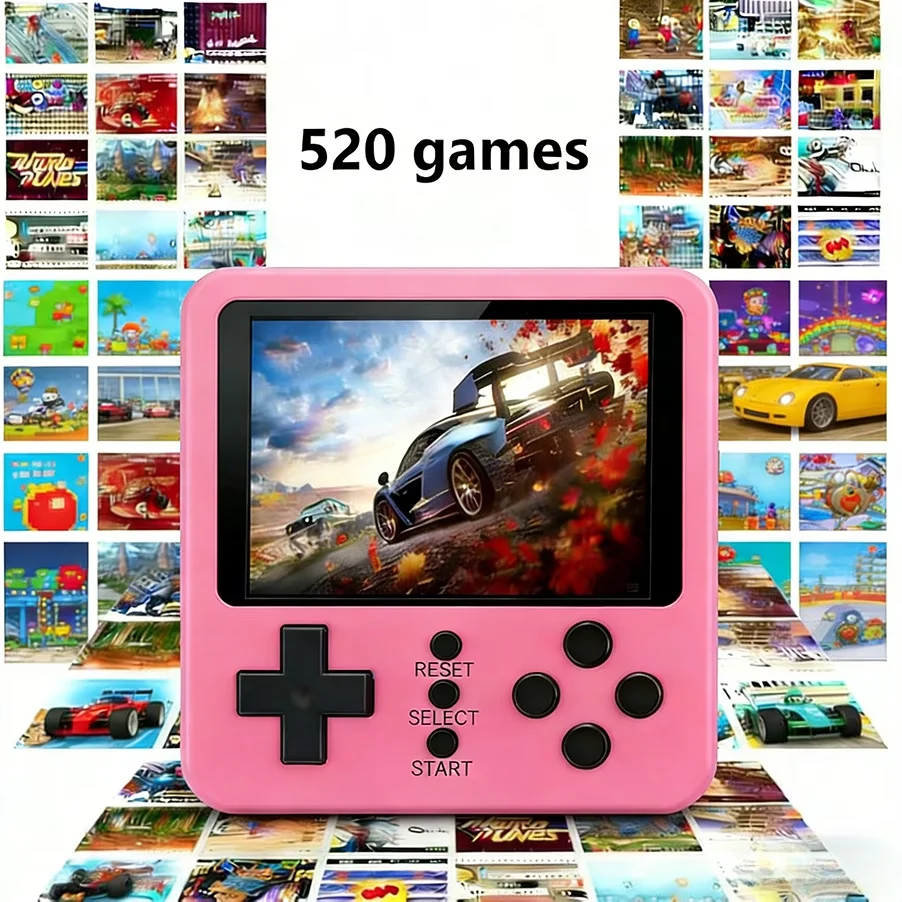 

520 Game Retro Handheld Game Console with Controller - Long Battery Life and Support for Multiple 3.0-inch Displays - Perfect Gi