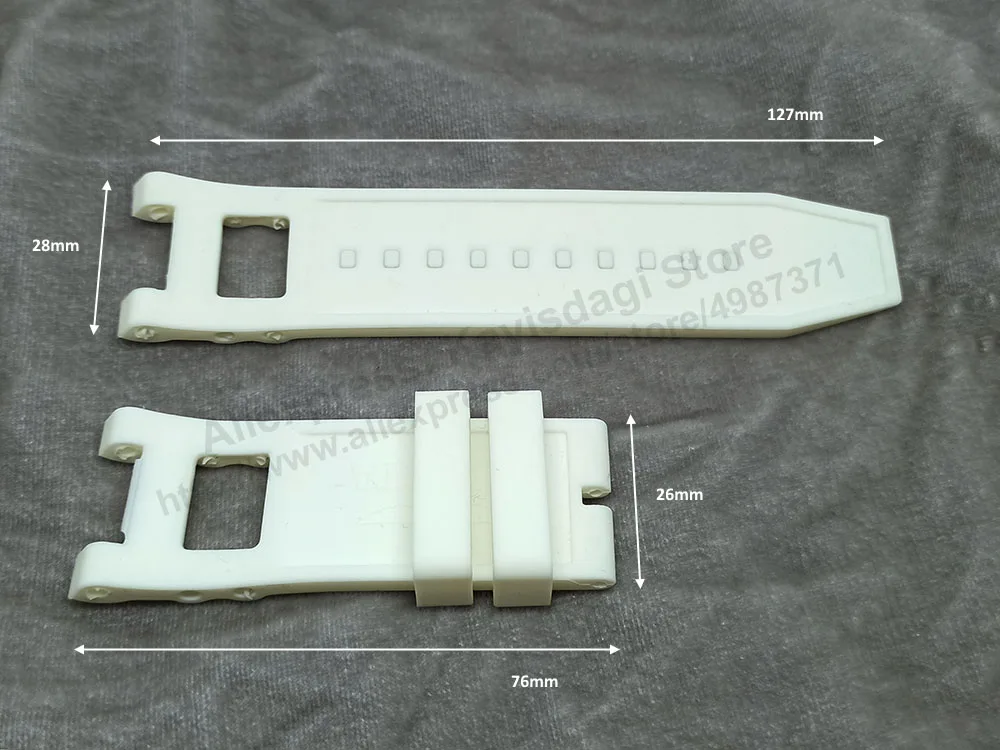 Fits/For Invicta SUBAQUA 3 NOMA III 1384 , 1586 , 11831 , 11835 , 11840 , 11846 , 16872- 28mm White Rubber Watch Band Strap Belt