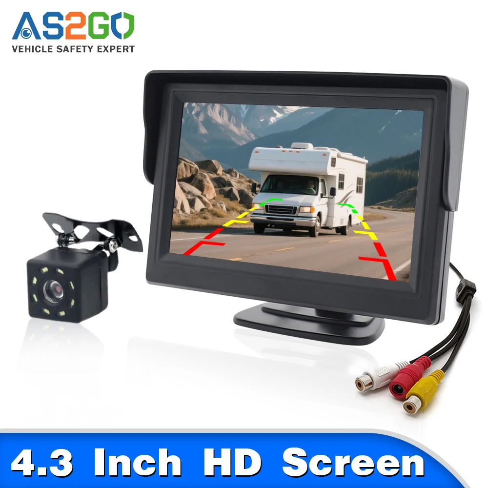 

Waterproof LED Night Vision Car Backup Camera with 4.3 Inch TFT Monitor Rear View Display System for Vehicle Parking Reversing