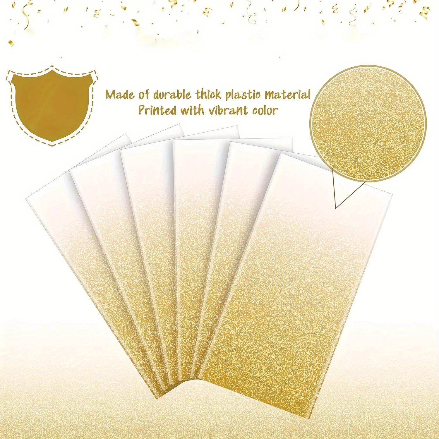 1 Pack, Golden Plastic Tablecloth For Parties, Gradient Pastel Golden Disposable Tablecloths For Rectangle Tables, Light Golden
