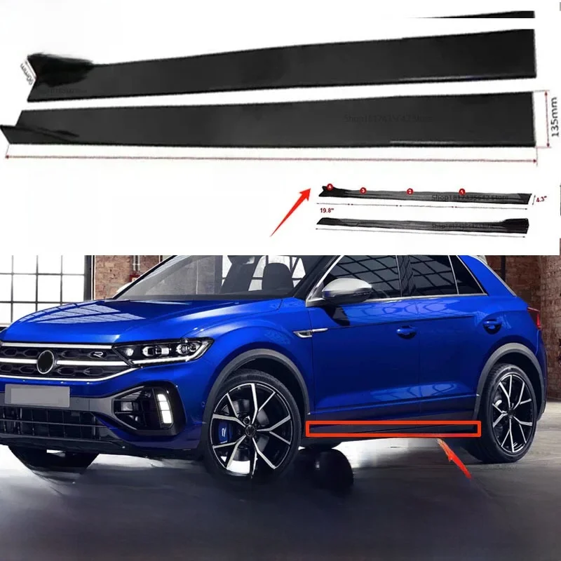 Universele 2.2 m Side Rokken Uitbreiding Rocker Splitters Diffuser Winglet Vleugels Voor VW Golf 7 MK7 Tiguan MK2 T-roc T-cross Golf 8 - afbeelding 2