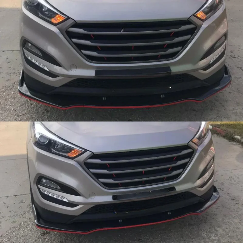 3 Pcs Front Bumper Lip For Hyundai Tucson Body Kit Car Accessories Spoiler Splitter Diffuser Flap Sport Bumper Exterior Parts