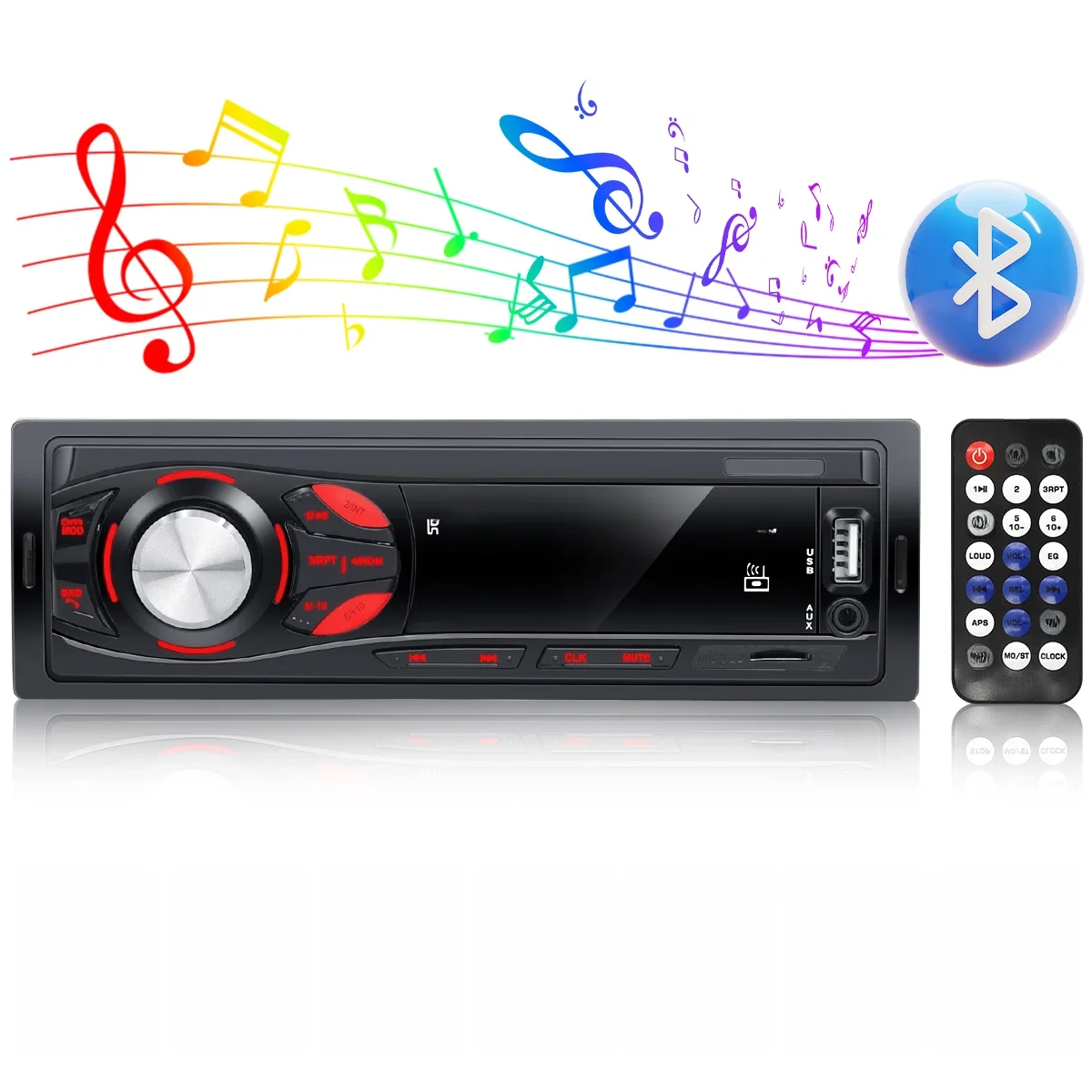 ViHooZ Bluetooth Car Stereo, 4x15W Car Audio FM Radio, MP3 Player USB/SD/AUX Chamadas mãos livres