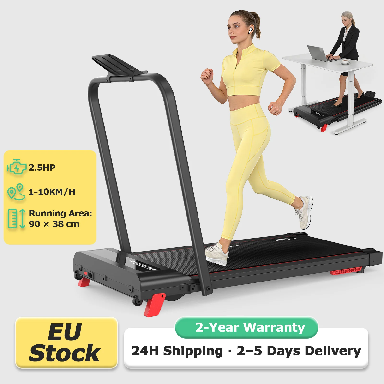 JUICEASE P3 Walking Pad Treadmill for Home Office 2-in-1 1-10 KM/H Manual Incline LED Display Non-Slip&Shock-Absorbing Walking Machine