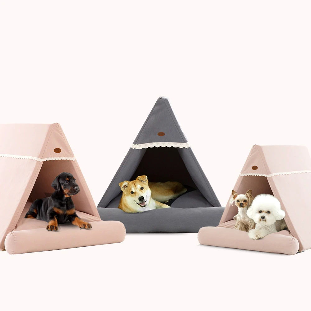 Pettail Dog House Cushion Bed Triangular House