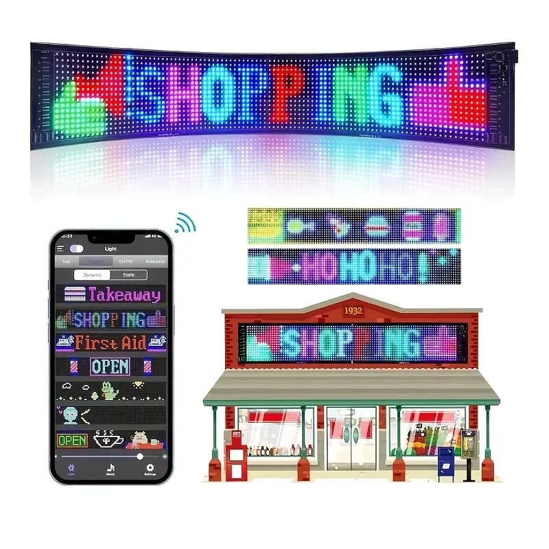 

XENTH LED Matrix Pixel Panel Scrolling Advertising Sign 5V USB with Remote and Bluetooth for Christmas and Halloween Gift