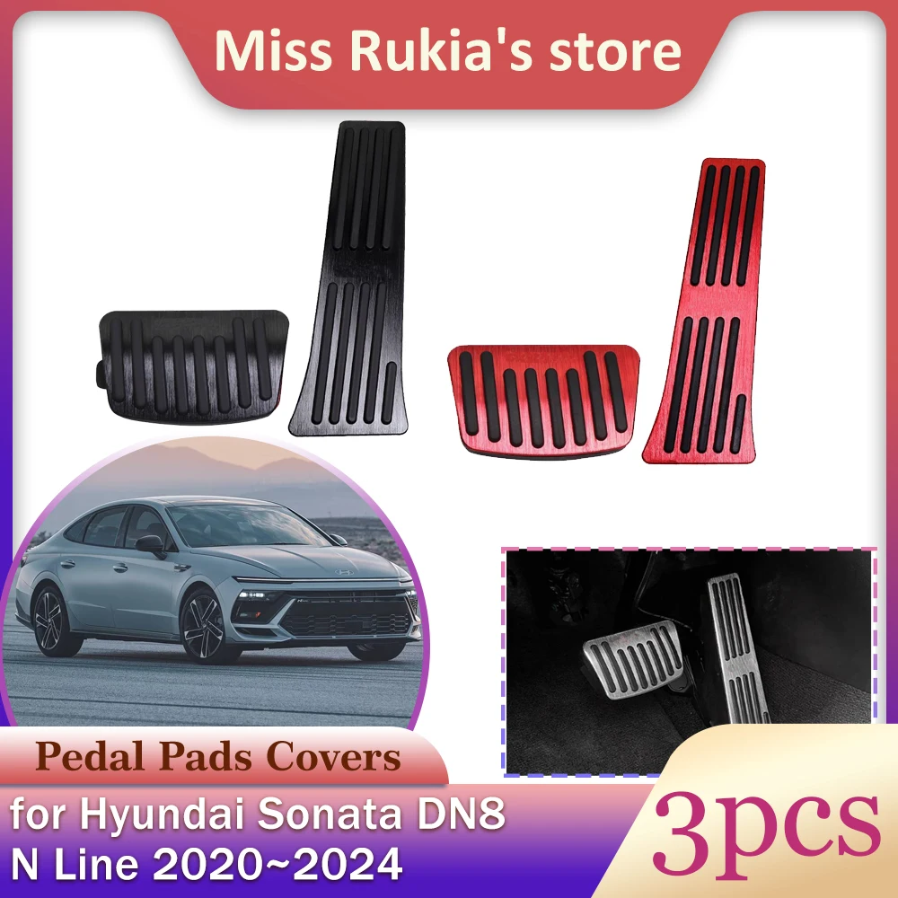 Car Gas Brake Pedal for Hyundai Sonata DN8 N Line 2020~2024 2021 Aluminum Alloy Anti-Slip Foot Pedals Clutch Cover Accessories