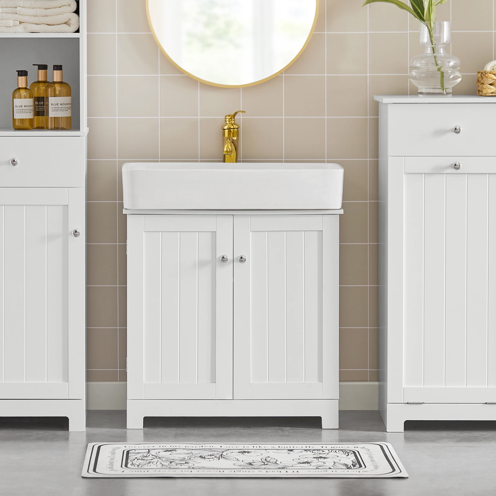 SoBuy BZR18 Mueble de baño con lavabo bajo armario, mueble de tocador para baño, mueble de baño bajo armario BHT aprox. 60x60x29cm