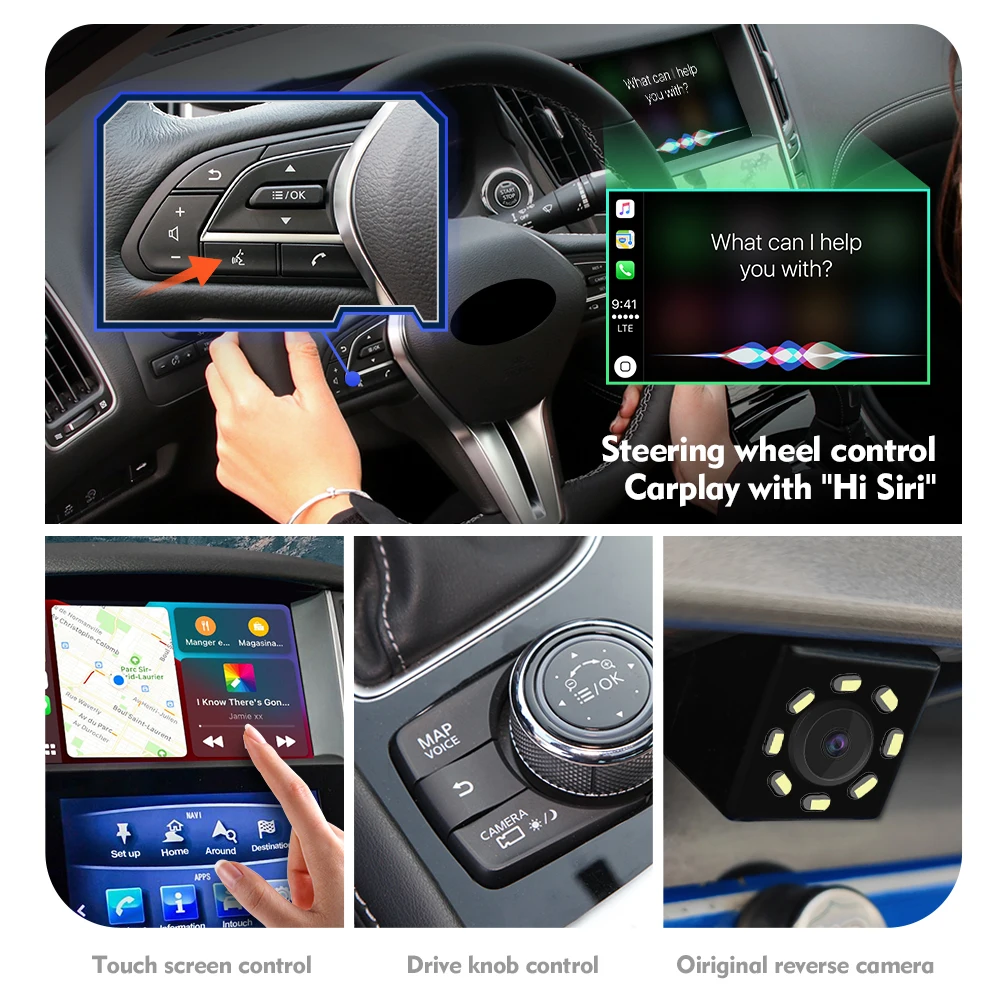 EBILAEN Wireless Apple Carplay Android Auto Ｍodule Box For Infiniti Q50L QX50 QX60 Nissan Patrol AirPlay Navigation Multimedia