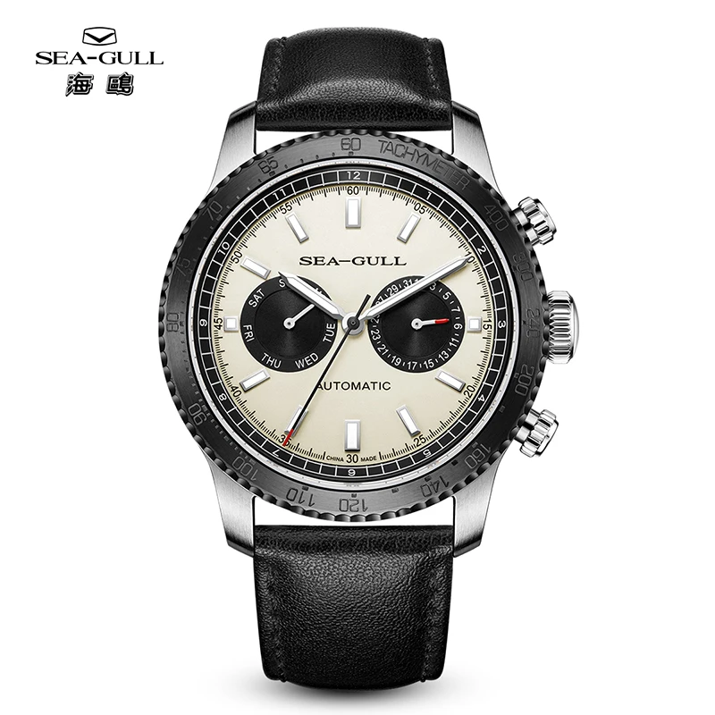 Seagull Pilot Series Automatic Men's Watches 43mm Calendar Sapphire Mechanical Wristwatch 316L Stainless Steel GMT Watch 6177
