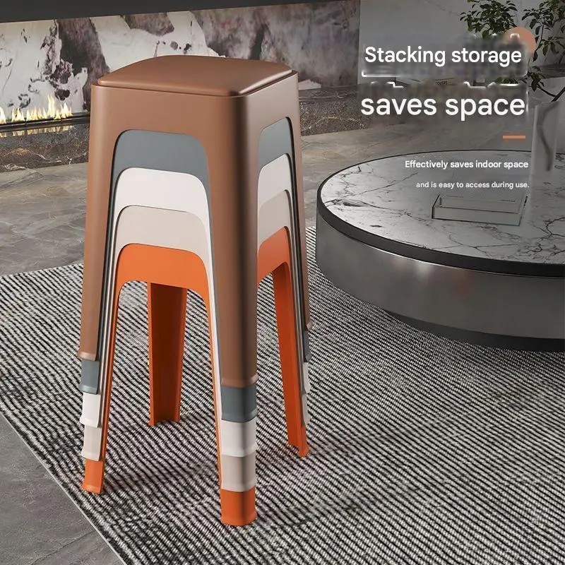 4-6pcs Stackable Plastic Dining Chairs Home Use Sturdy Soft Padded Square Stool Simple Design Kitchen Table Chairs image 3