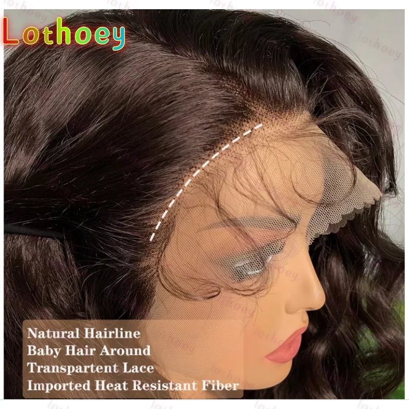 Lothoey Натуральный Коричневый Глубокая Волна Шелковая Основа Еврейский Парик Человеческих Волос Детские Волосы Кружева Европейские Волосы Бесклеевые Предварительно Собранные Ежедневно