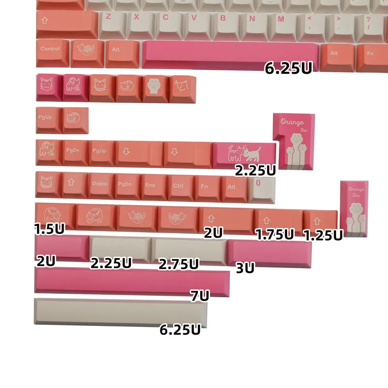 Imagem -05 - Teclas Gmk Laranja Boi Keycaps Cereja Perfil Pbt Teclado Mecânico de Sublimação de Tinta para Interruptor mx com 1.75u 2u Shift 142