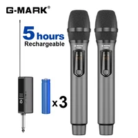 Micrófono inalámbrico G-MARK X220U micrófono de Karaoke UHF con receptor de batería de litio recargable funciona 5 horas para altavoces