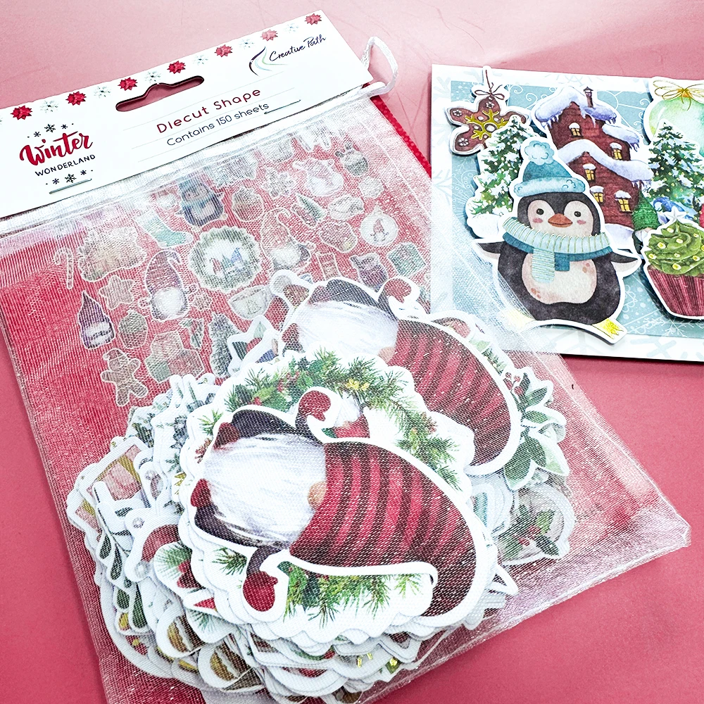 Creative Path 150 Stück Scrapbooking-Stanzformen Ephemera Weihnachten Pinguin Schneemann Ausgestanzte Papierausschnitte für Journaling und Kartenherstellung – Detail 1