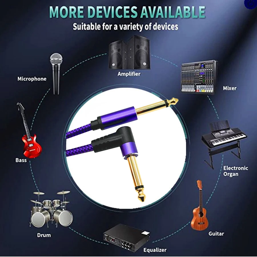 Kabel gitarowy 6,35 mm do 6,35 mm, 0,5 m 1 m 2 m 3 m 5 m 8 m 10 m 15 m Profesjonalny przewód wzmacniacza Kabel instrumentalny do gitary elektrycznej