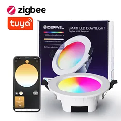 Zigbee – Spot lumineux Led 3.0 encastrable, 4 pouces, éclairage d'intérieur, rvb, CW, WW, commande vocale Alexa, fonctionne avec Hub Bridge